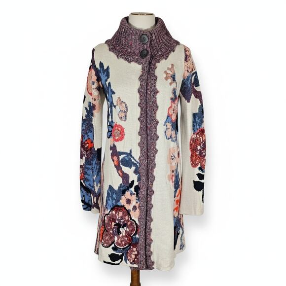 Rare Anthro Sleeping On Snow Embroidered Cardigan Sweater - Picture 4 of 8